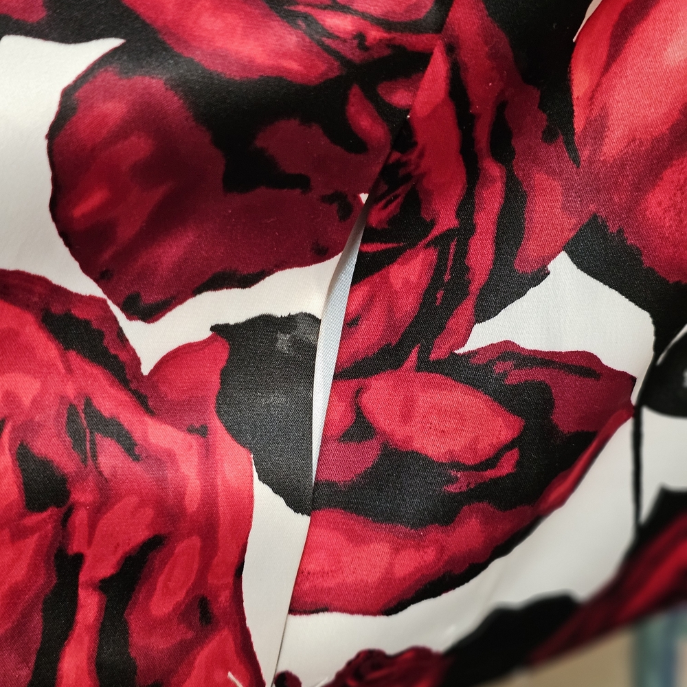 White House Black Market Red and Black Rose Midi Dress - Picture 5 of 5